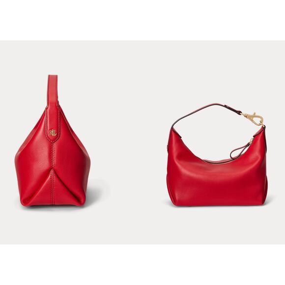 Lauren Ralph Lauren KASSIE Small Leather Shoulder Crossbody Bag in Red NWT $295 - Picture 4 of 15
